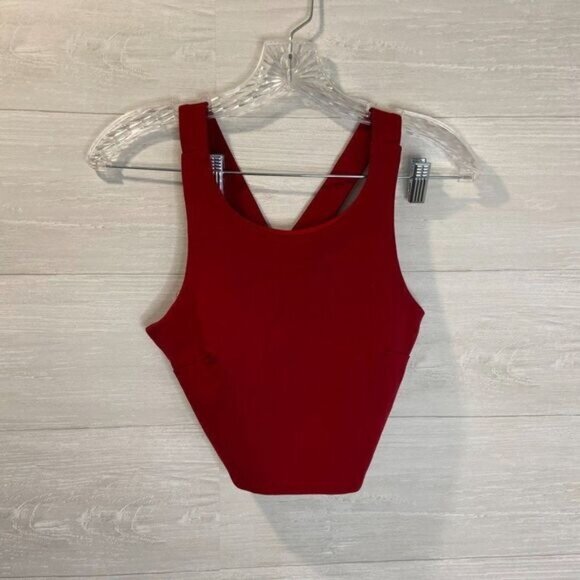 Hunxin Women's Sexy Sleeveless Red Crop Cami Tank Top - Picture 3 of 5